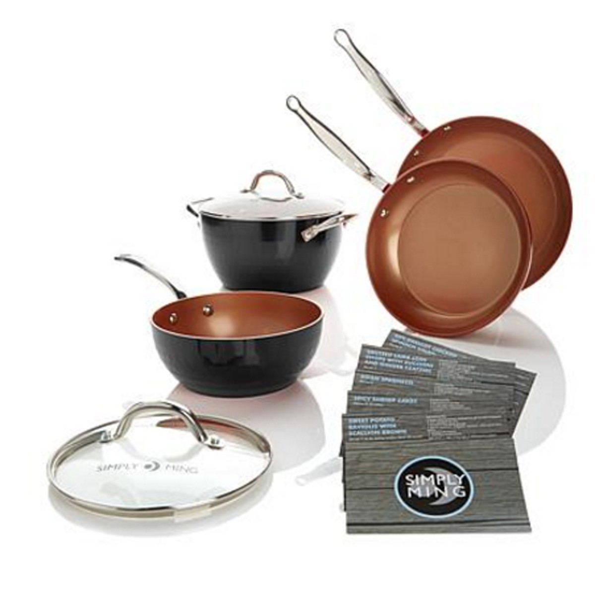 Simply Ming Tsai 6-piece Technolon+ Diamond Series Cookware Set ~ Jet Black