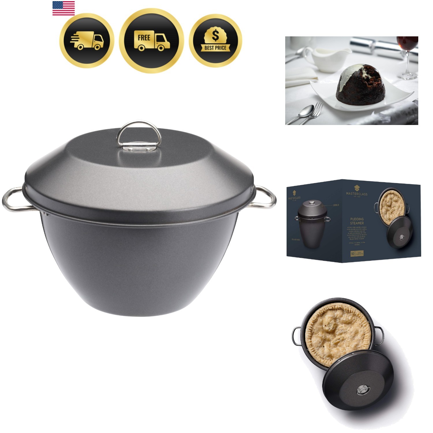 Heavy-Duty Non-Stick Pudding Steamer – 2L Capacity for Delicious Family Desserts