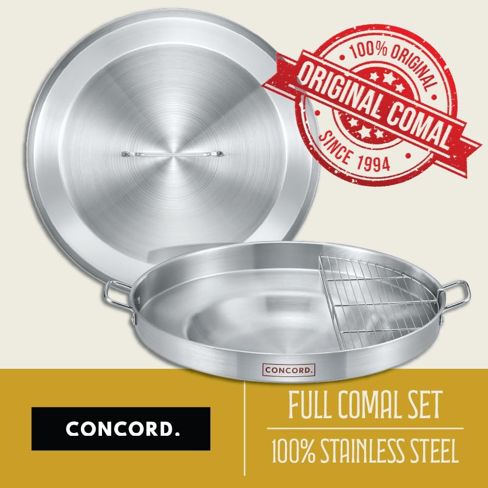 Concord Stainless Steel 3 Piece 22 Comal Cookware Set. Comales Discada Set
