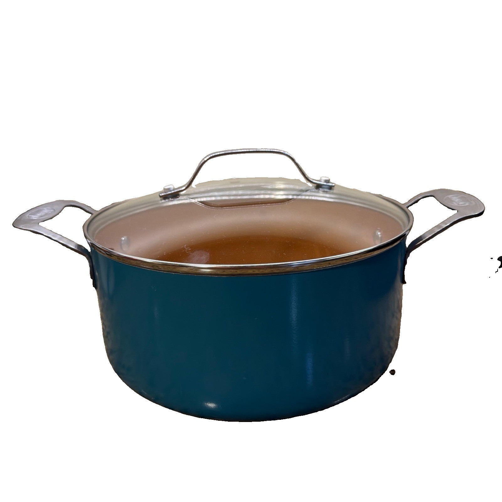 Gotham Steel Stock Pot With Lid Nonstick Pasta Soup Turquoise and Copper