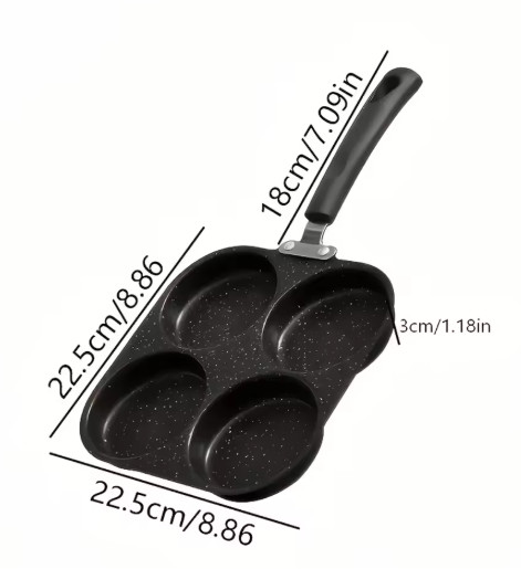 4-Cup Egg Frying Pan Nonstick Granite Omelette Skillet Burger Pancake Cooker