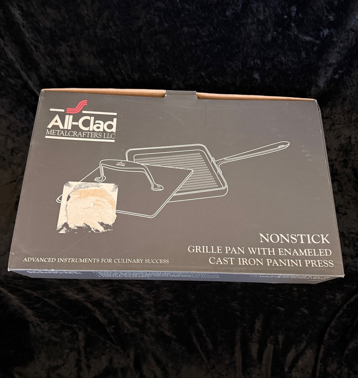 All Clad Nonstick Grille Pan with Enameled Cast Iron Panini Press NEW