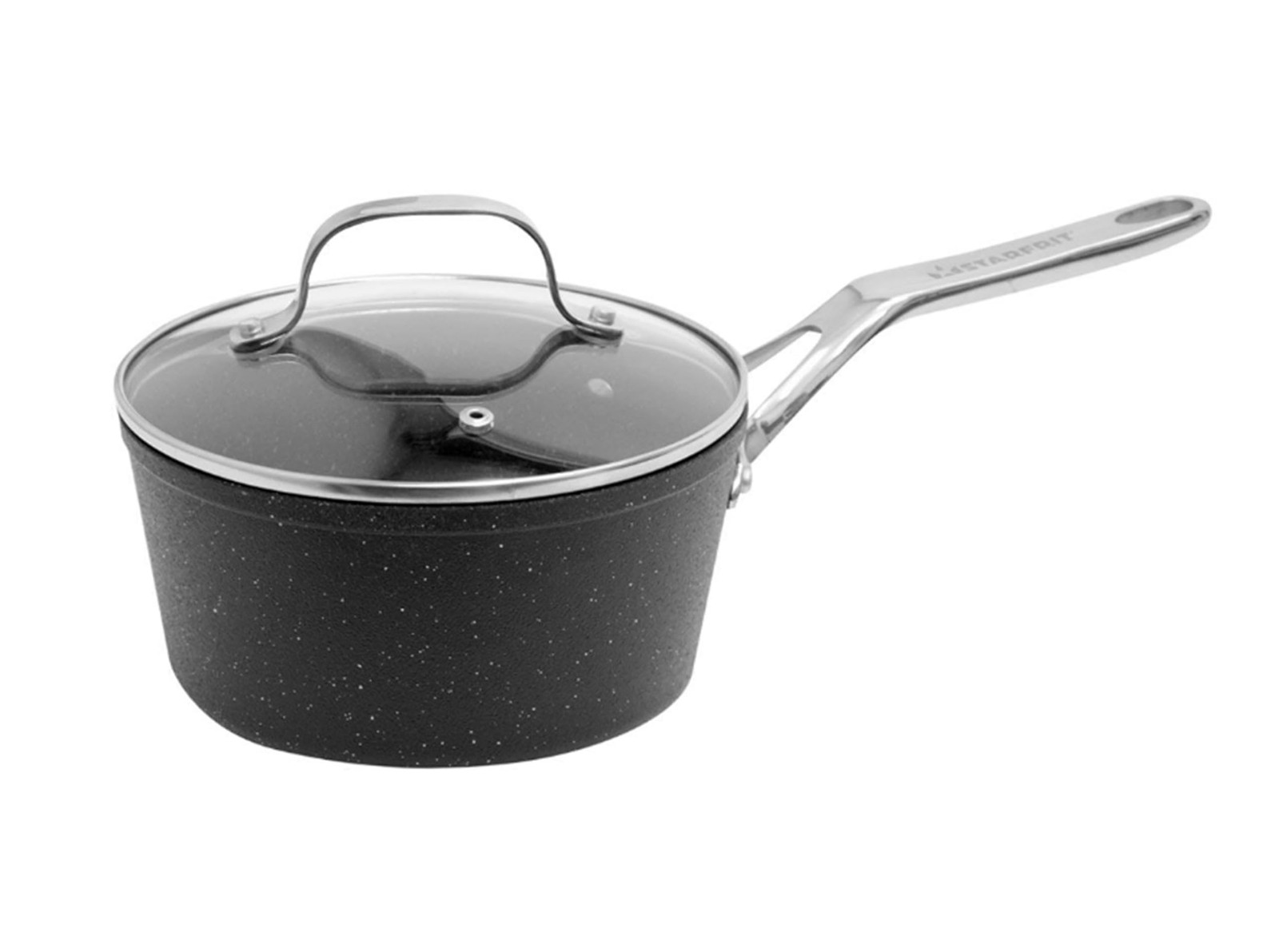 THE ROCK by Starfrit 3-Quart Saucepan with Glass Lid & Stainless Steel Handle, B