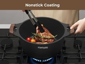 Nonstick Stock Pot, 6.5 Qt Soup Stock Pot with Strainer Lid, Induction Cooking