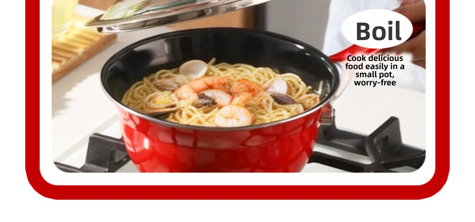 1.8L Wedel Enamel Single Handle Milk Pan with Glass Lid, All Stovetop Compatible
