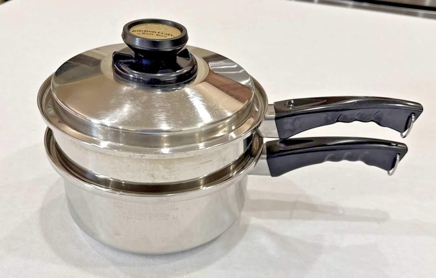 Kitchen Craft by West Bend Stainless Steel 3 Qt Saucepan w/ Lid & Steamer Insert