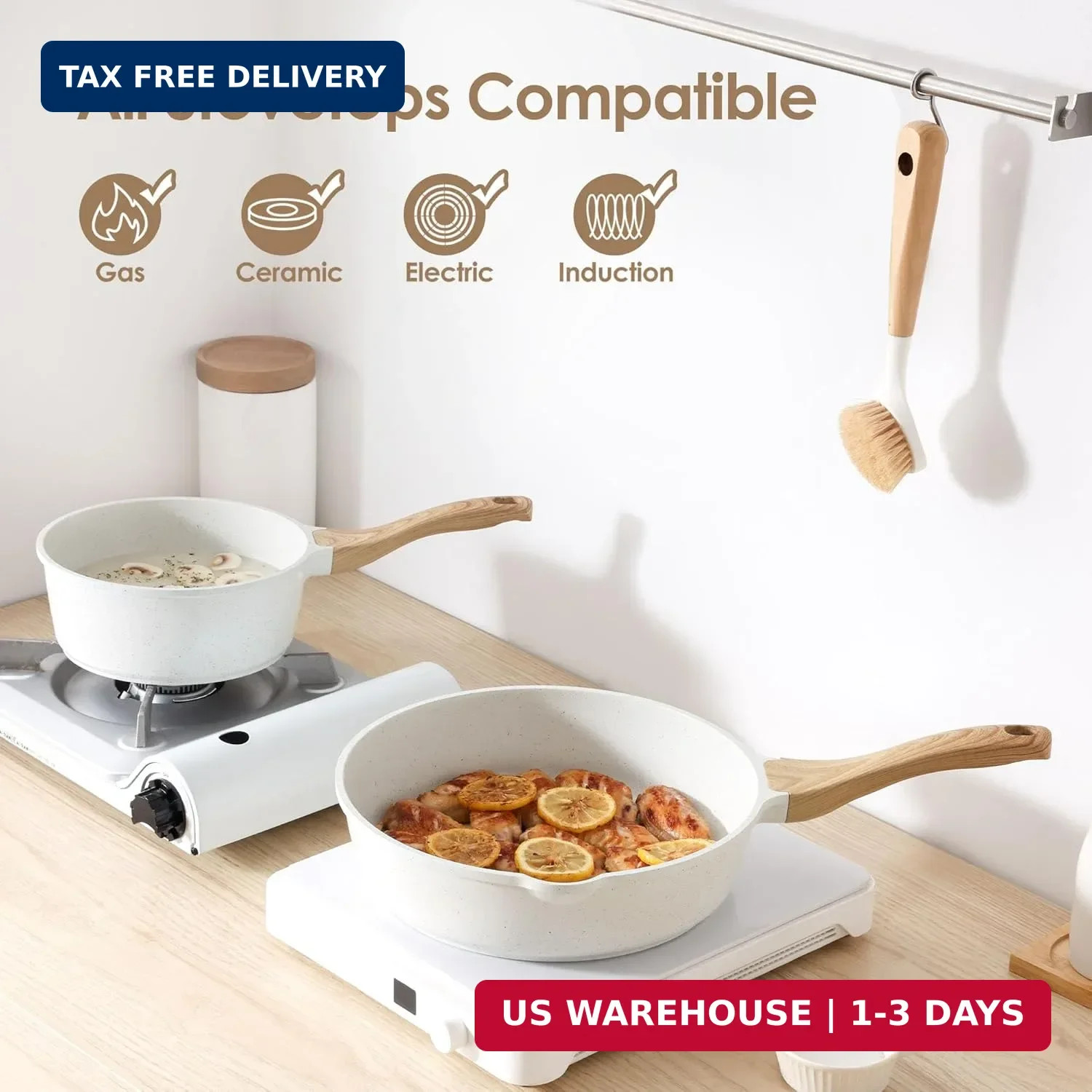 SENSARTE Nonstick Ceramic Cookware Set 16-Piece, Healthy Pots and Pans Set, Non-