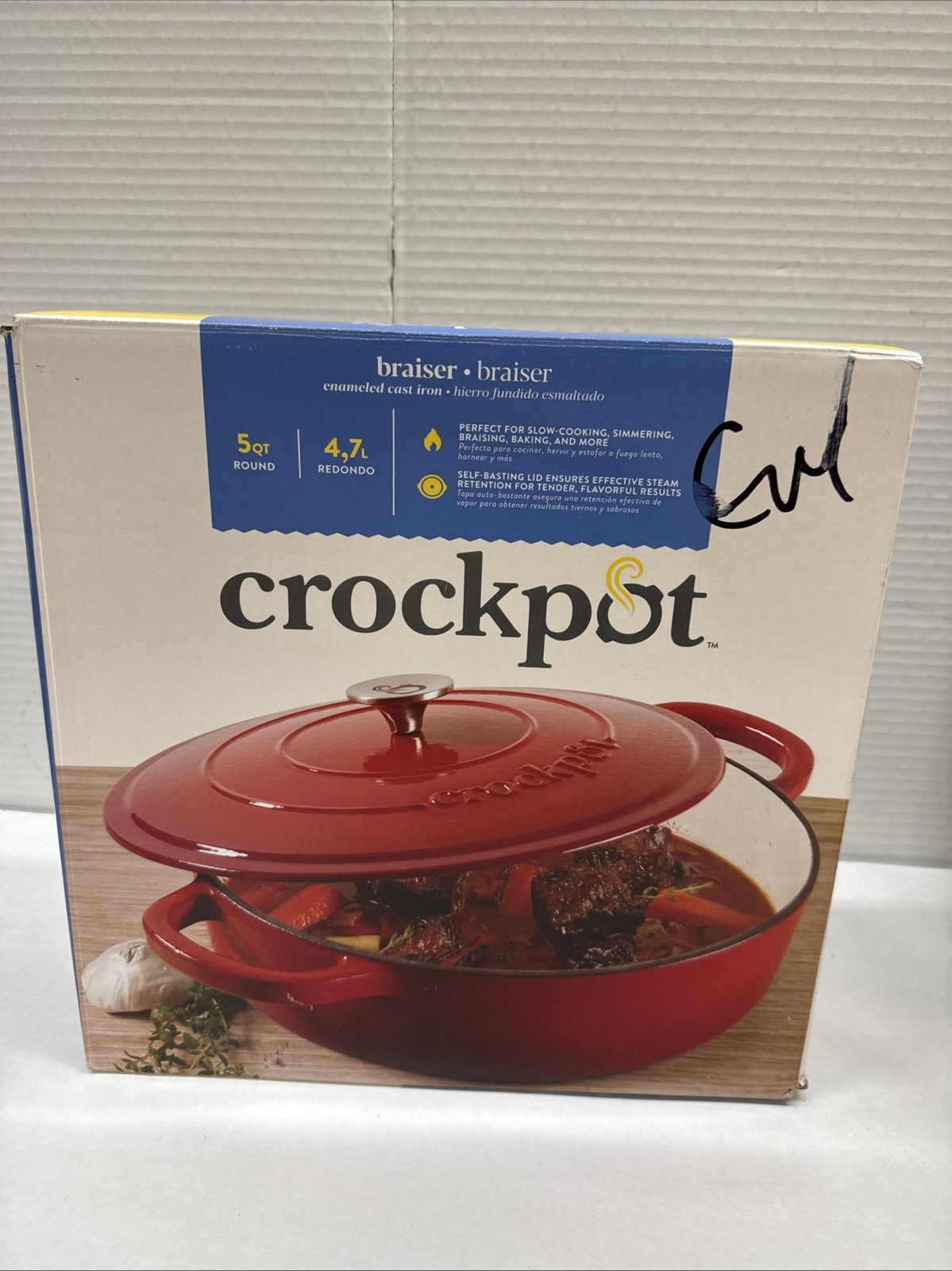 Crock Pot Artisan 5 Qt Scarlet Red Cast Iron Braiser With Self Basting Lid