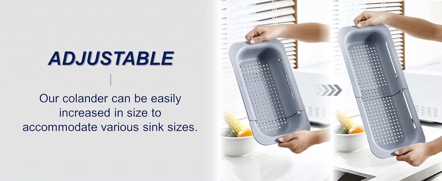 Extendable Sink Colander Strainer Basket – Wash Vetables and Fruits,