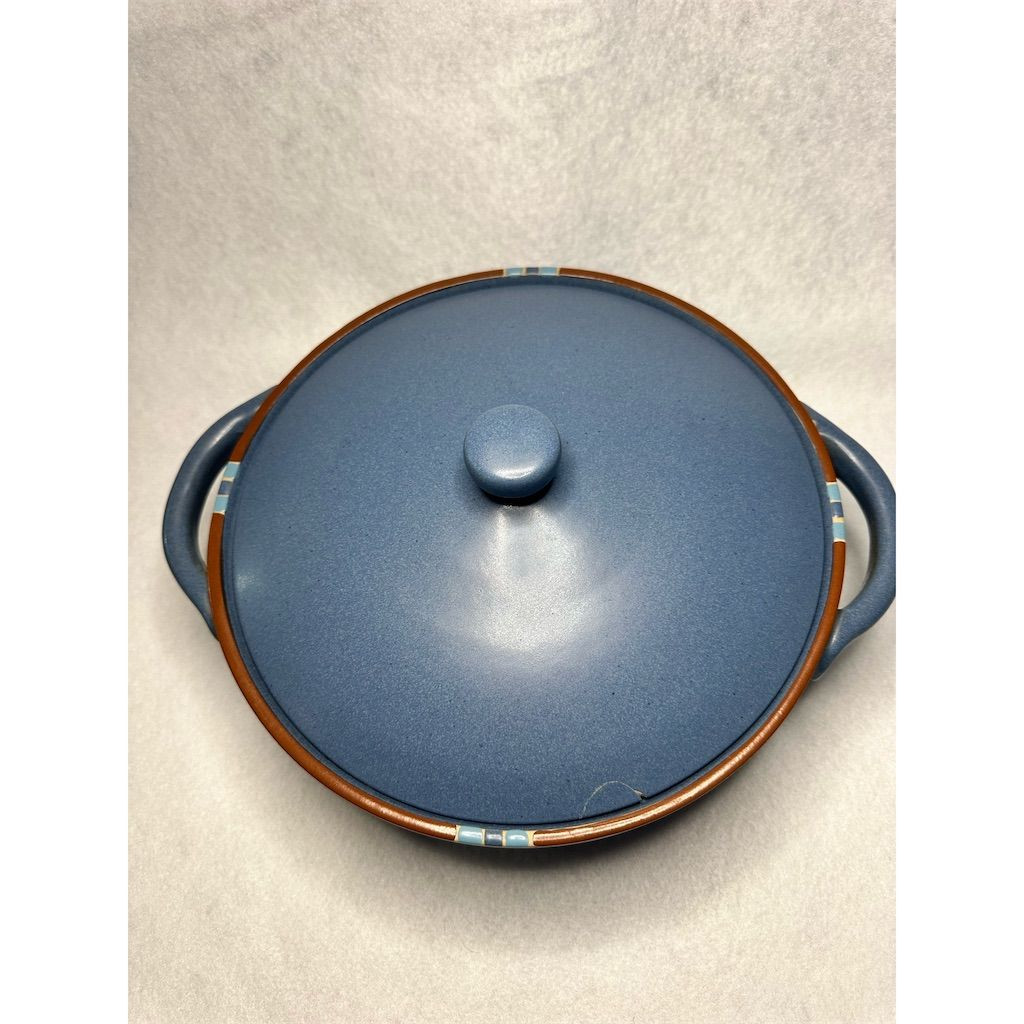 Dansk Mesa Sky Blue 2 Qt Ceramic Covered Casserole Dish chipped on lid