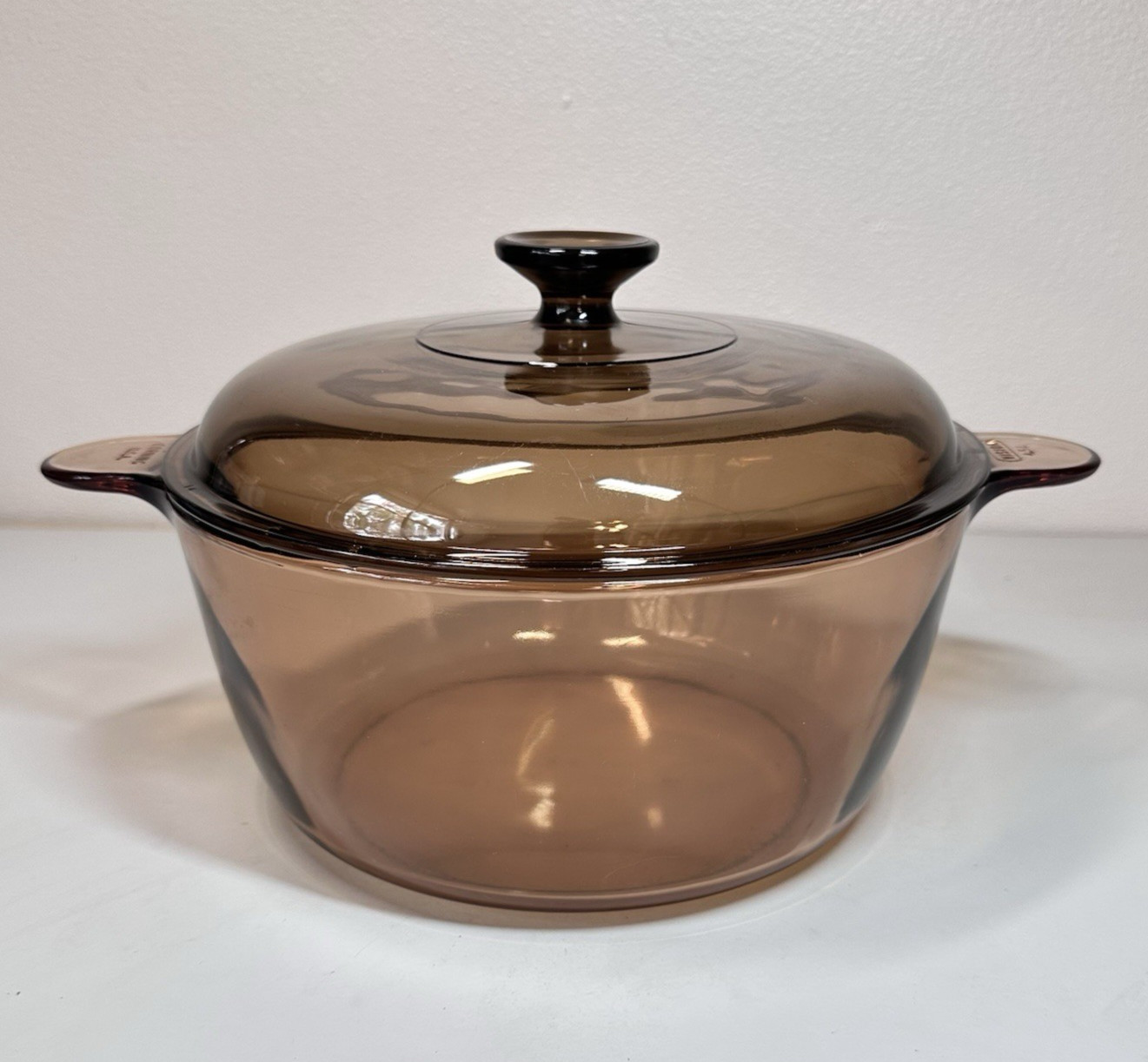 Vig 80S VISION WARE 4.5L AMBER Glass STOCK POT Dutch Oven w/ lid