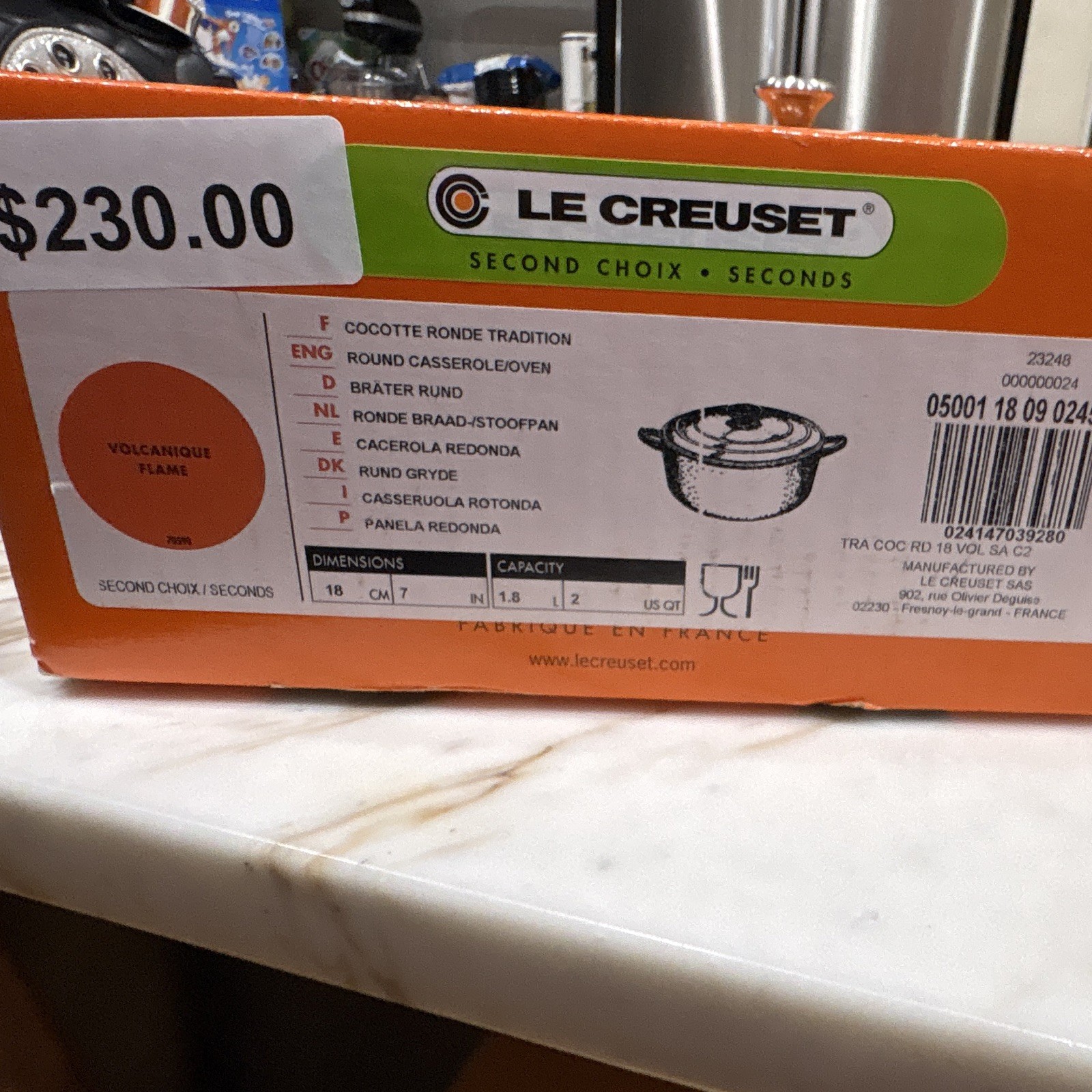 Le Creuset Cocotte Ronde Tradition Cast Iron 2 qt 18 cm Flame w/ Lid