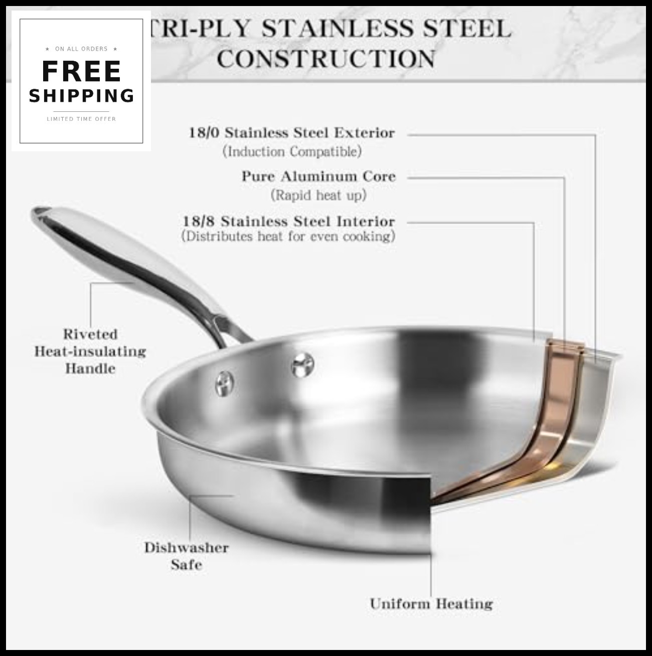 Stainless Steel Cookware Set 17 Piece 3 Ply Induction Saucepan Stock Pot