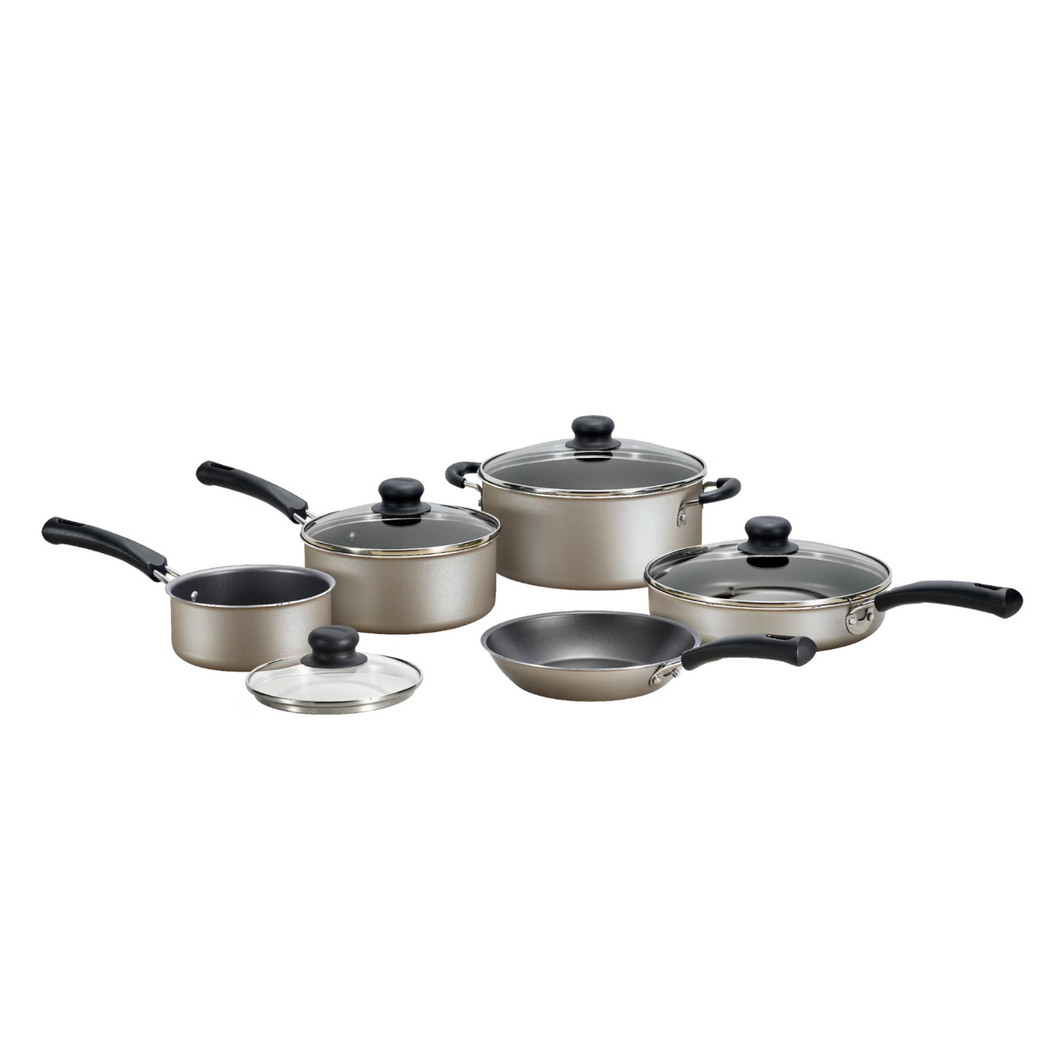 Tramontina 9 Piece Nonstick Cookware Set Pots and Pans Kitchen Cooking Champagne