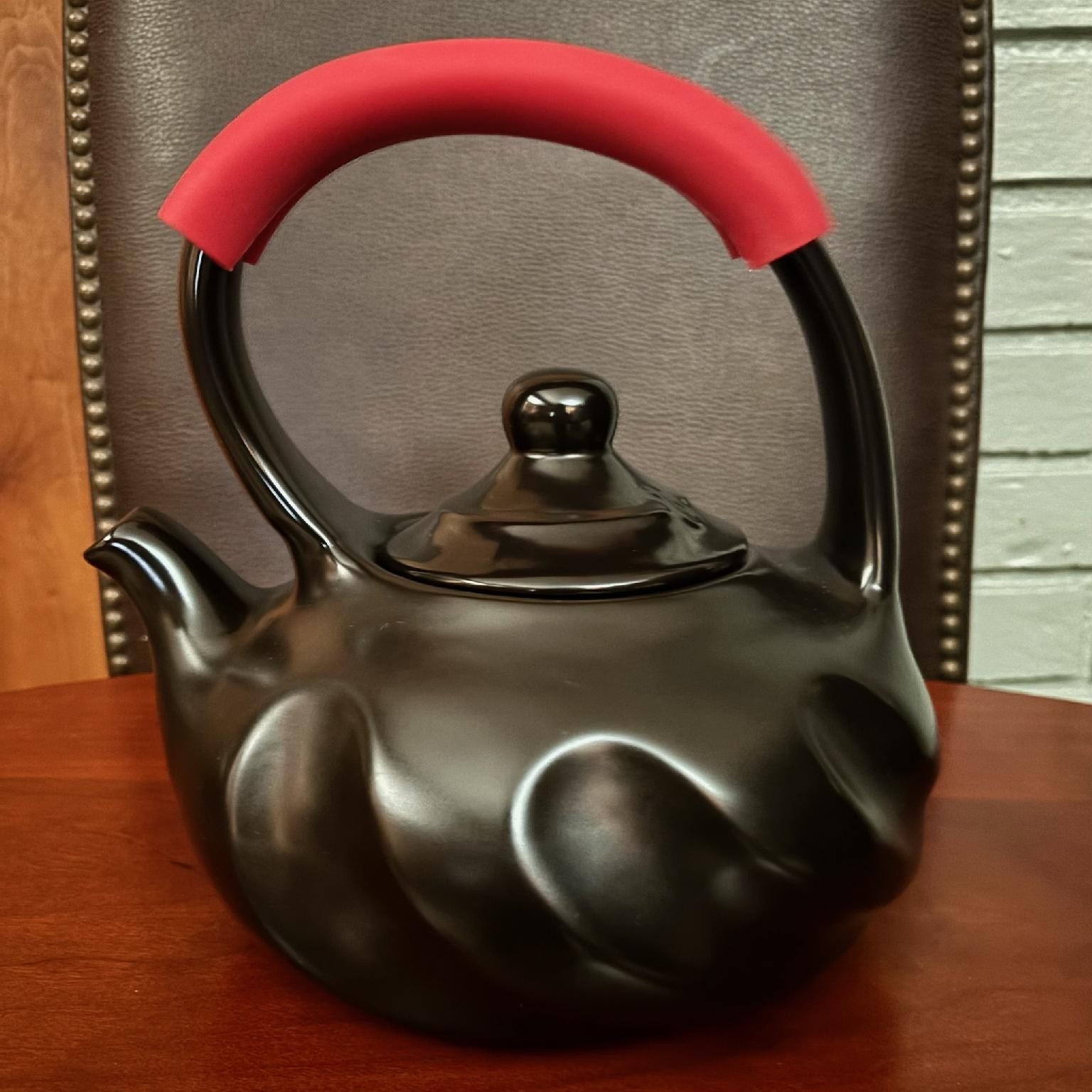Rare Dr. Mercola Healthy Chef Black Ceramic Cookware Tea Pot with Lid