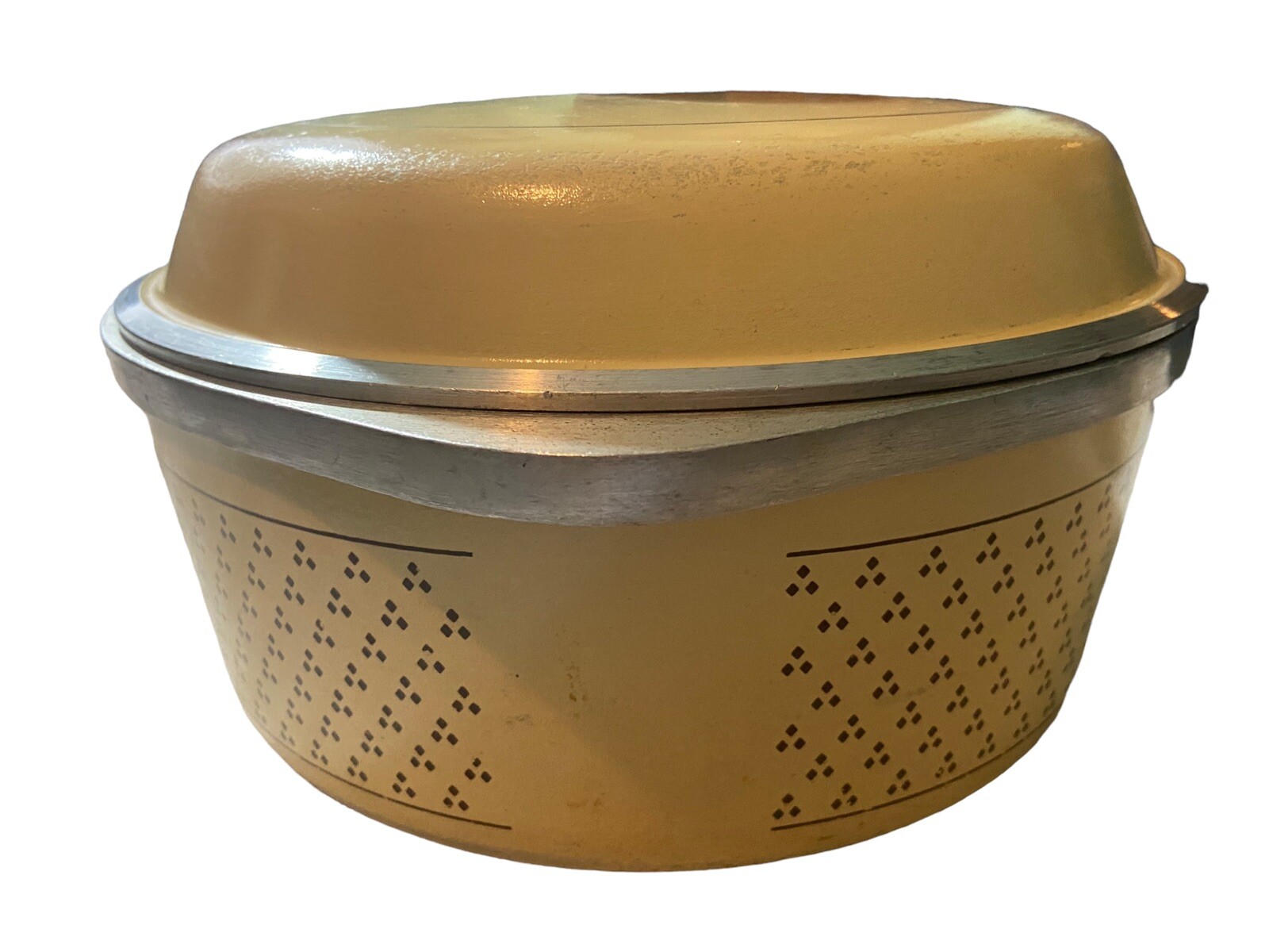 Vintage Sears Roebuck Cast Aluminum Nonstick Interior Harvest Gold Dutch Oven