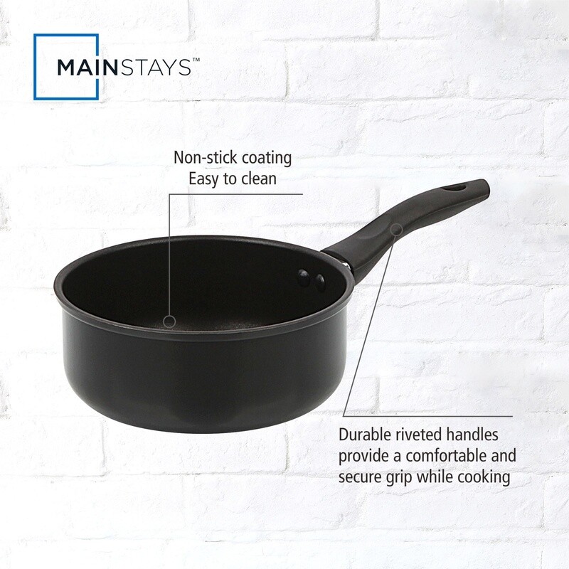 Non-Stick Aluminum Saucepan 2qt Dishwasher Safe Cool Touch Handle Fast Heating