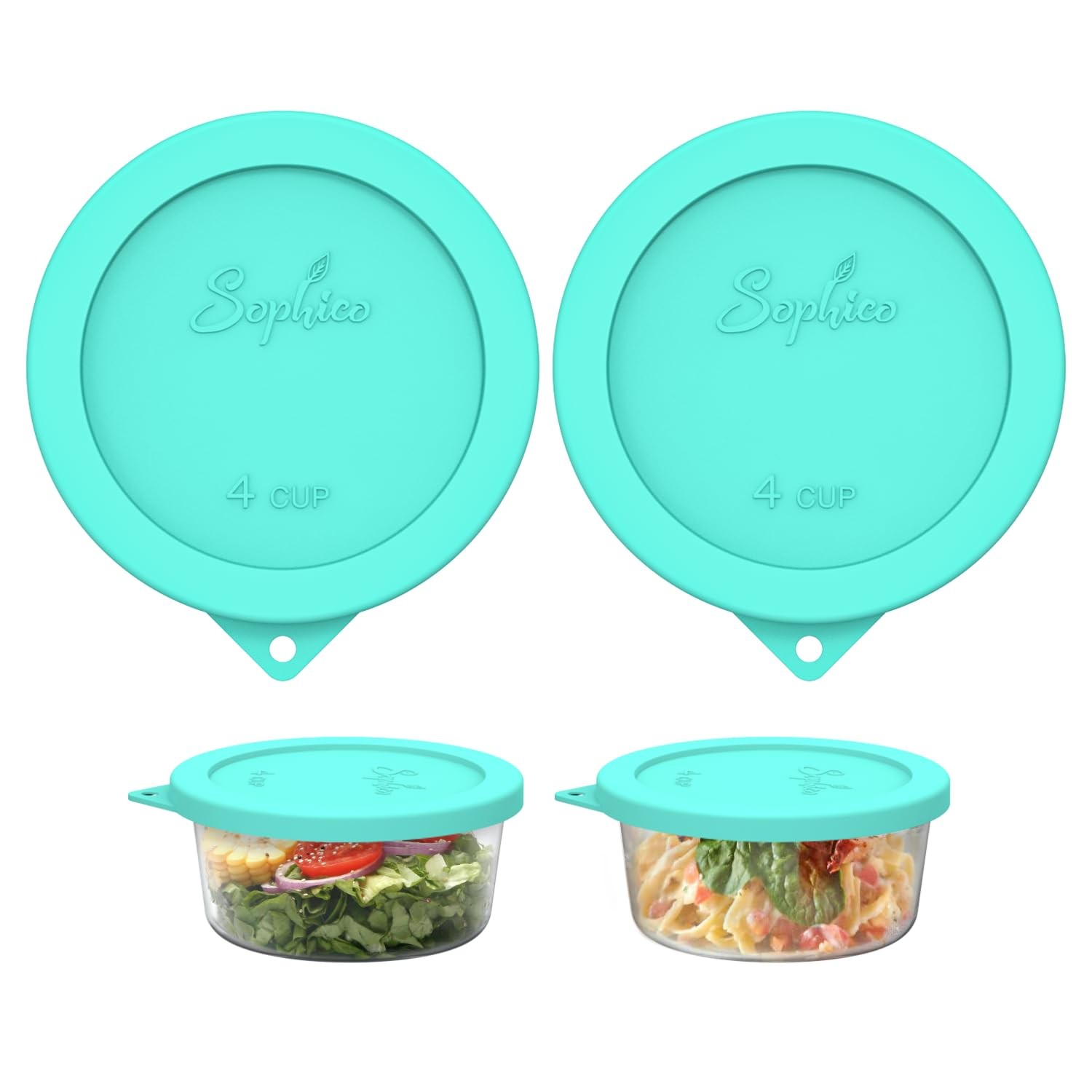 4 Cup Round Silicone Storage Cover Lids Replacement for Anchor Hocking and Py…