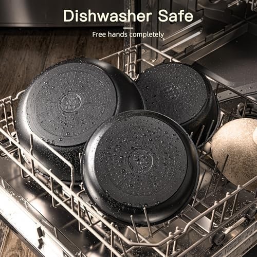 Pots and Pans Set Non Stick, 21 Pcs Ceramic Cookware Set with Detachable Handles