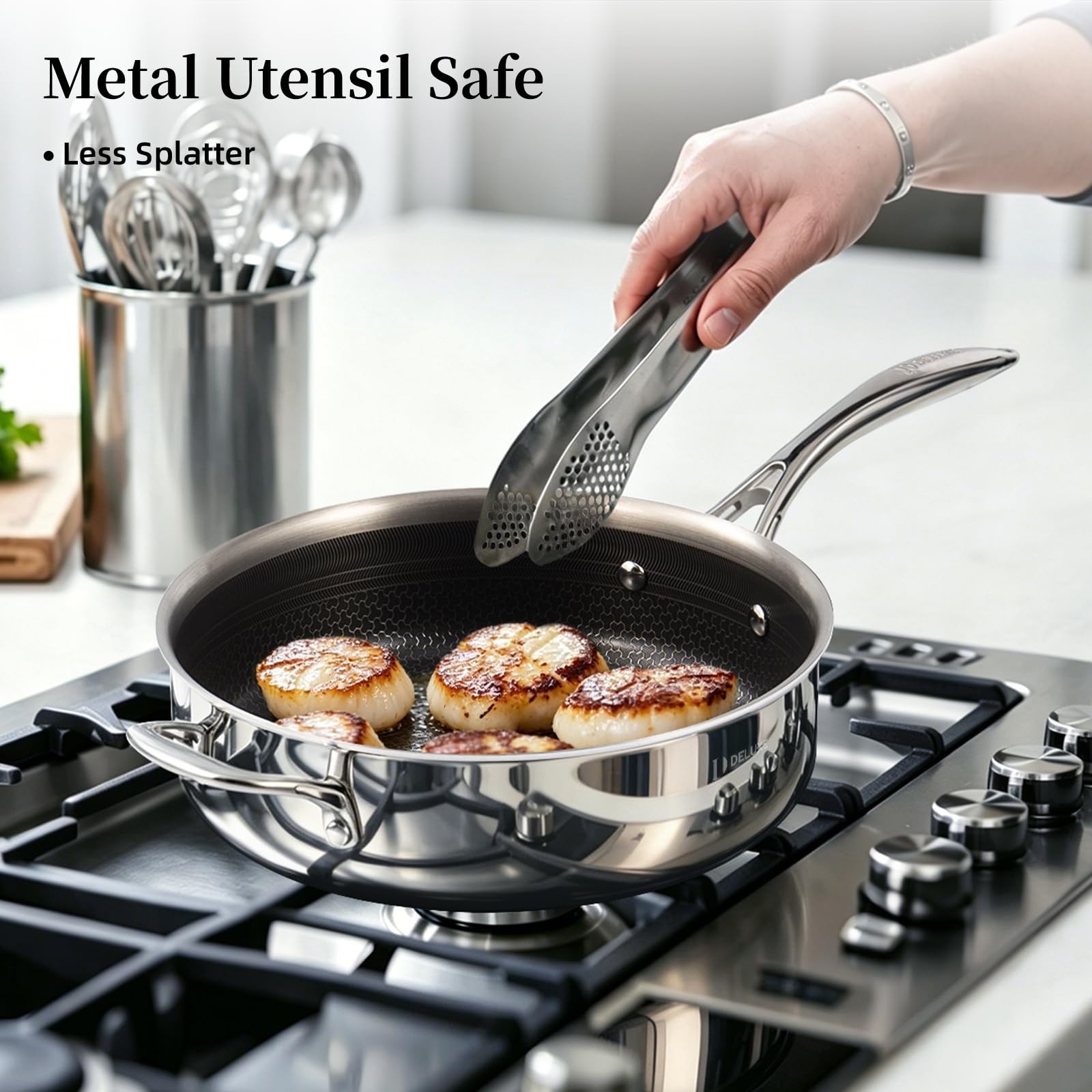 3.7 Qt Hybrid Ceramic Nonstick Deep Sauté Frying Pan & Lid
