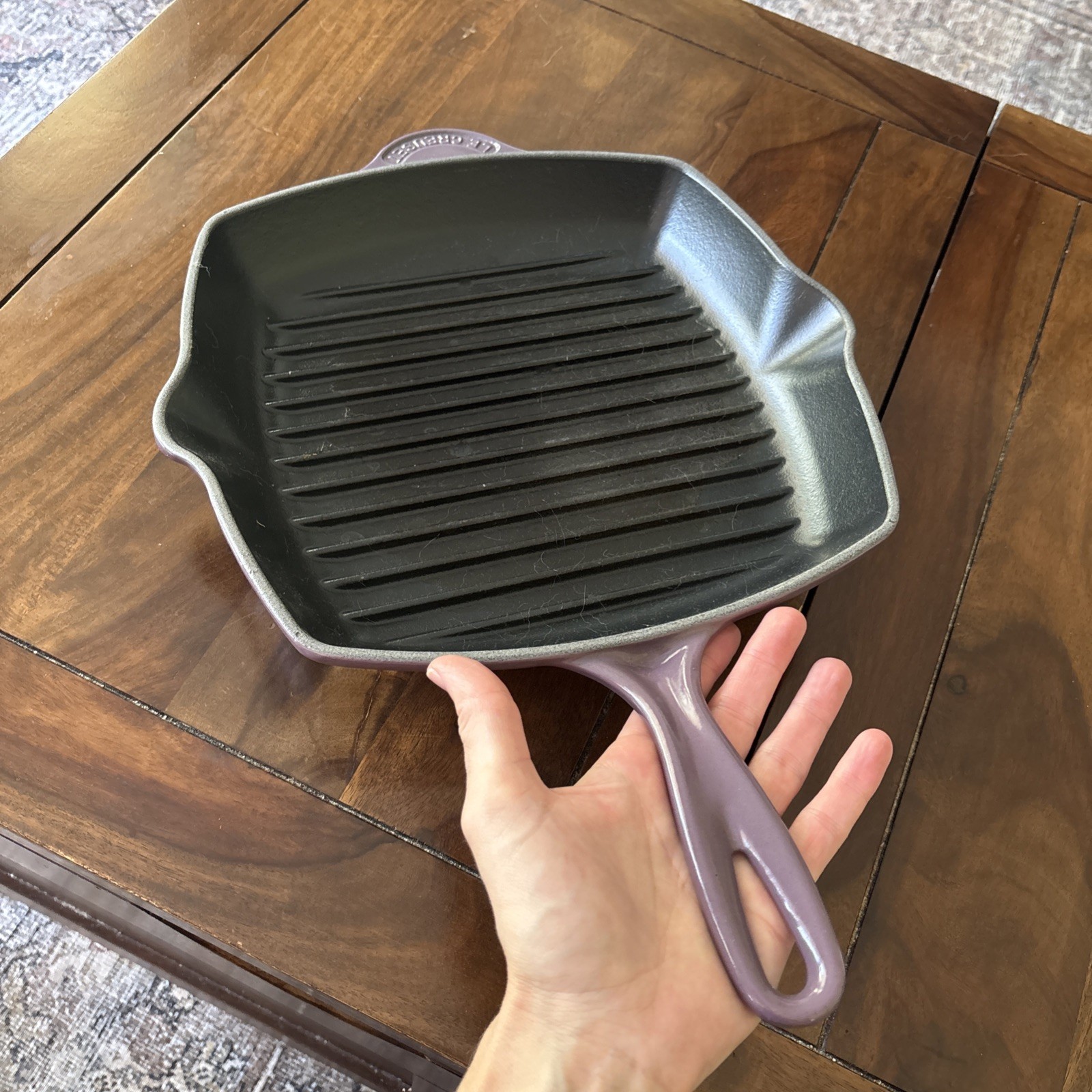 Le Creuset 10.5″ Enameled Cast Iron Skillet Grill, Discontinued Cassis, France