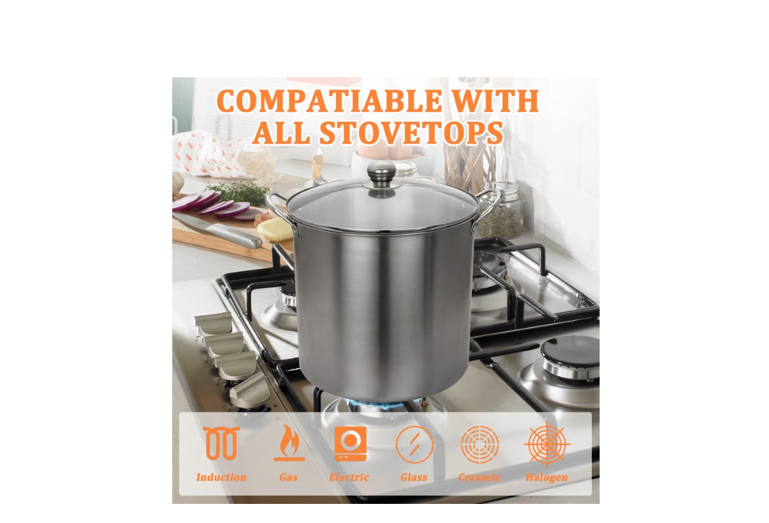 Mainstays 21.5 Quart Stainless Steel Canning Pot with Rack, Dual Water Bath Cann