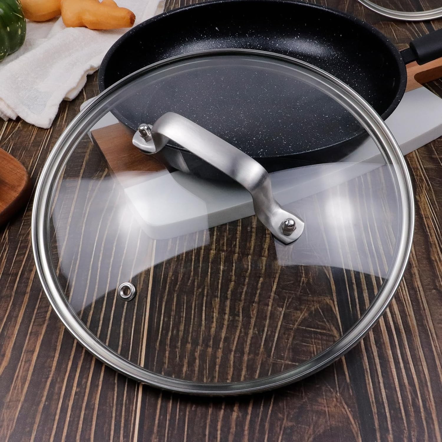 10.25 Inch Glass Lid for Lodge Cast Iron Skillet, 5 Quart Dutch Ovens, Calphalon