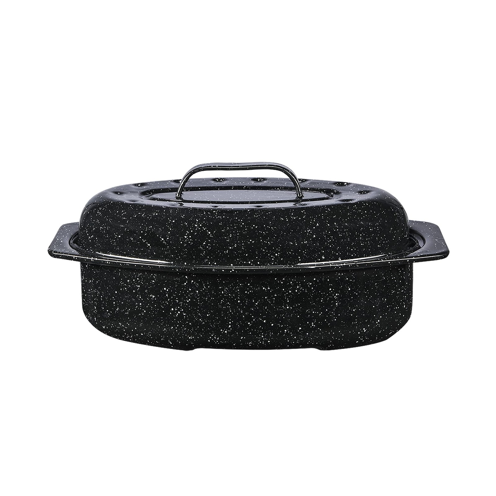 13″ Oval Roaster Lid Enameled Steel Oven Safe 932°F Self-Basting Cover 7 lb