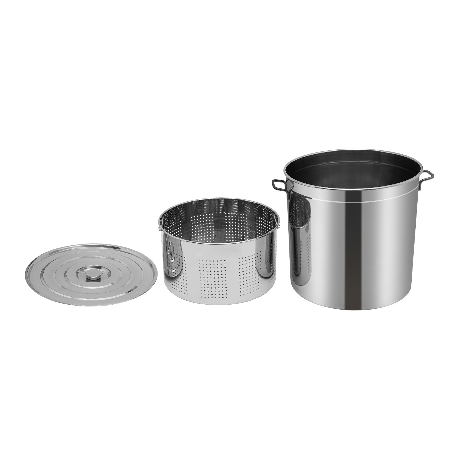 50L (52.8 Qt) Stainless Steel Stock Pot With Perforated Basket & Lid