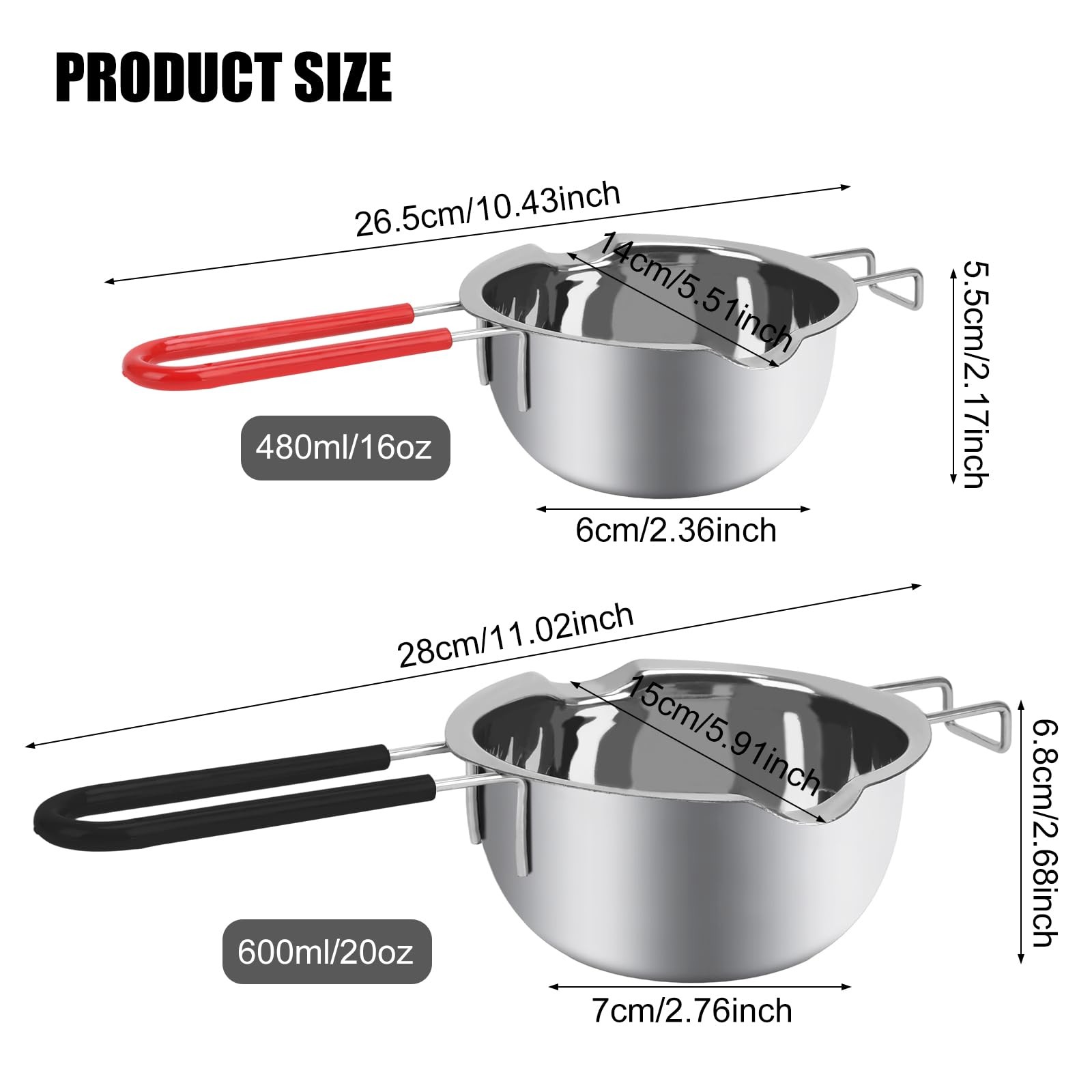 Stainless Steel Double Boiler Melting Pot 16oz 20oz Heat Resistant Handle Candle