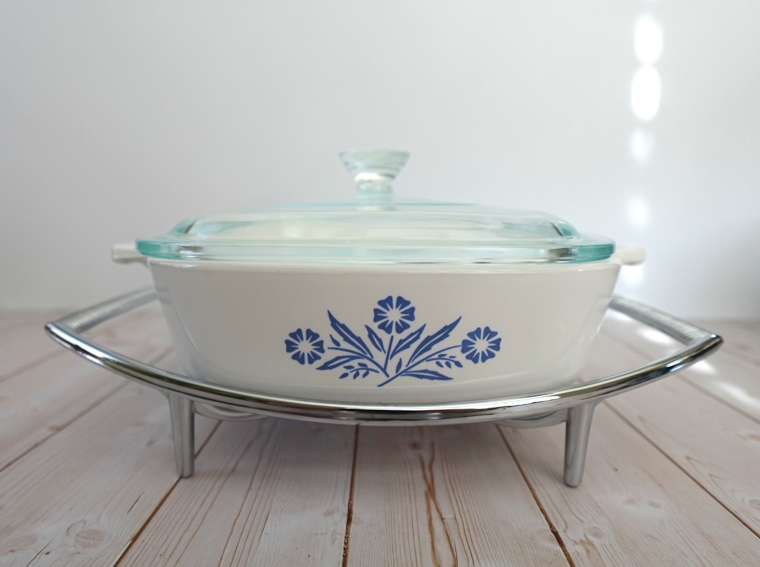 Corning Ware Cornflower Blue P-1-B Casserole Dish 1 Quart White Pyroceram