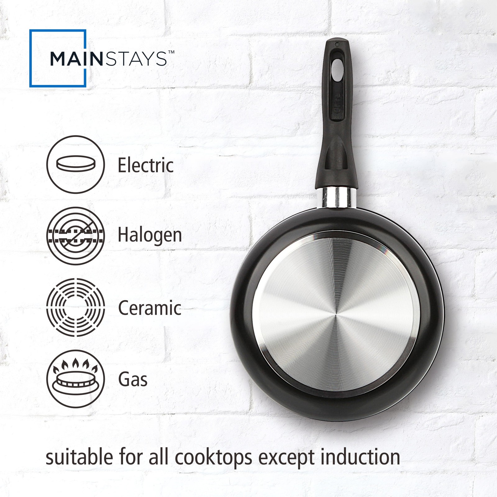 2 qt Non-Stick Aluminum Saucepan, Black