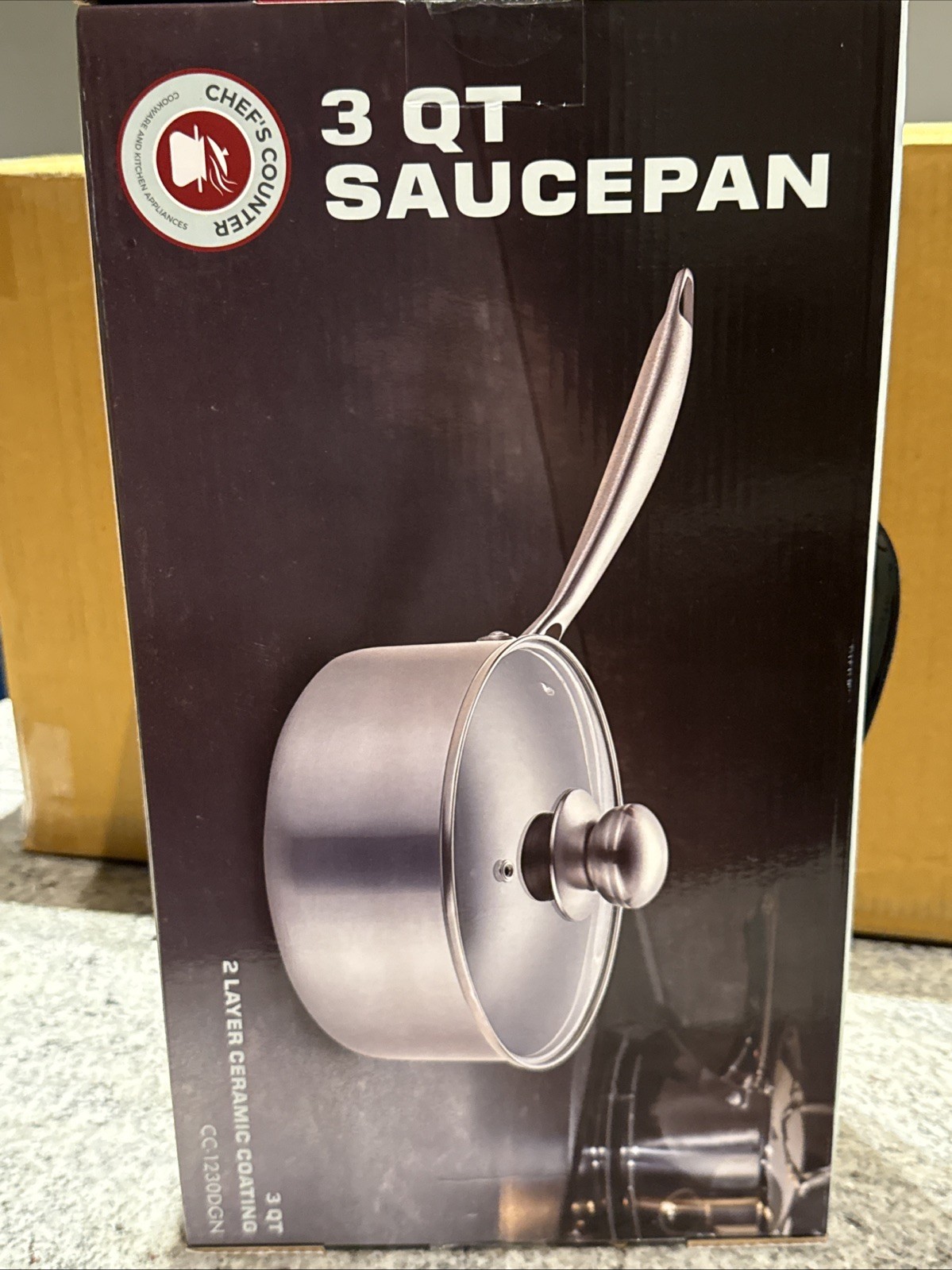 NEW Chef’s Counter 3 Quart Non-Stick Aluminum Saucepan w ceramic coating.