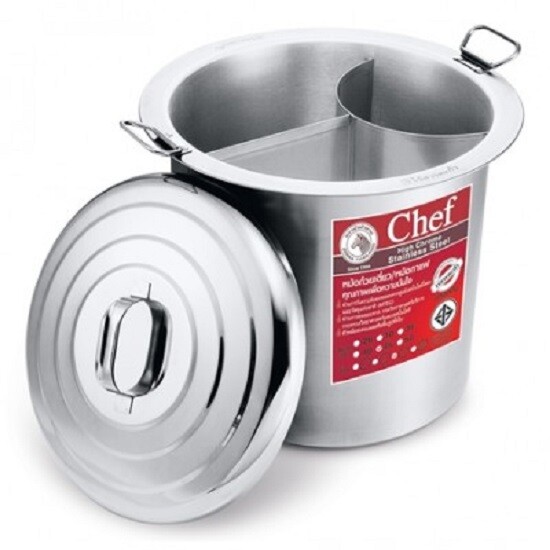 Noodle SoupThai Stockpot Stainless Steel Zebra Chef +Noodle Strainer with hand
