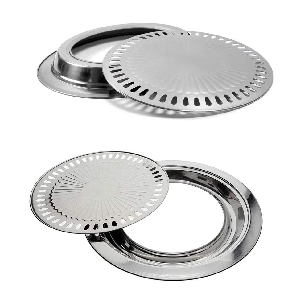 Saim Korean BBQ Grill Pan,Stainless Steel Non-Stick Roasting Smokeless Barbec…