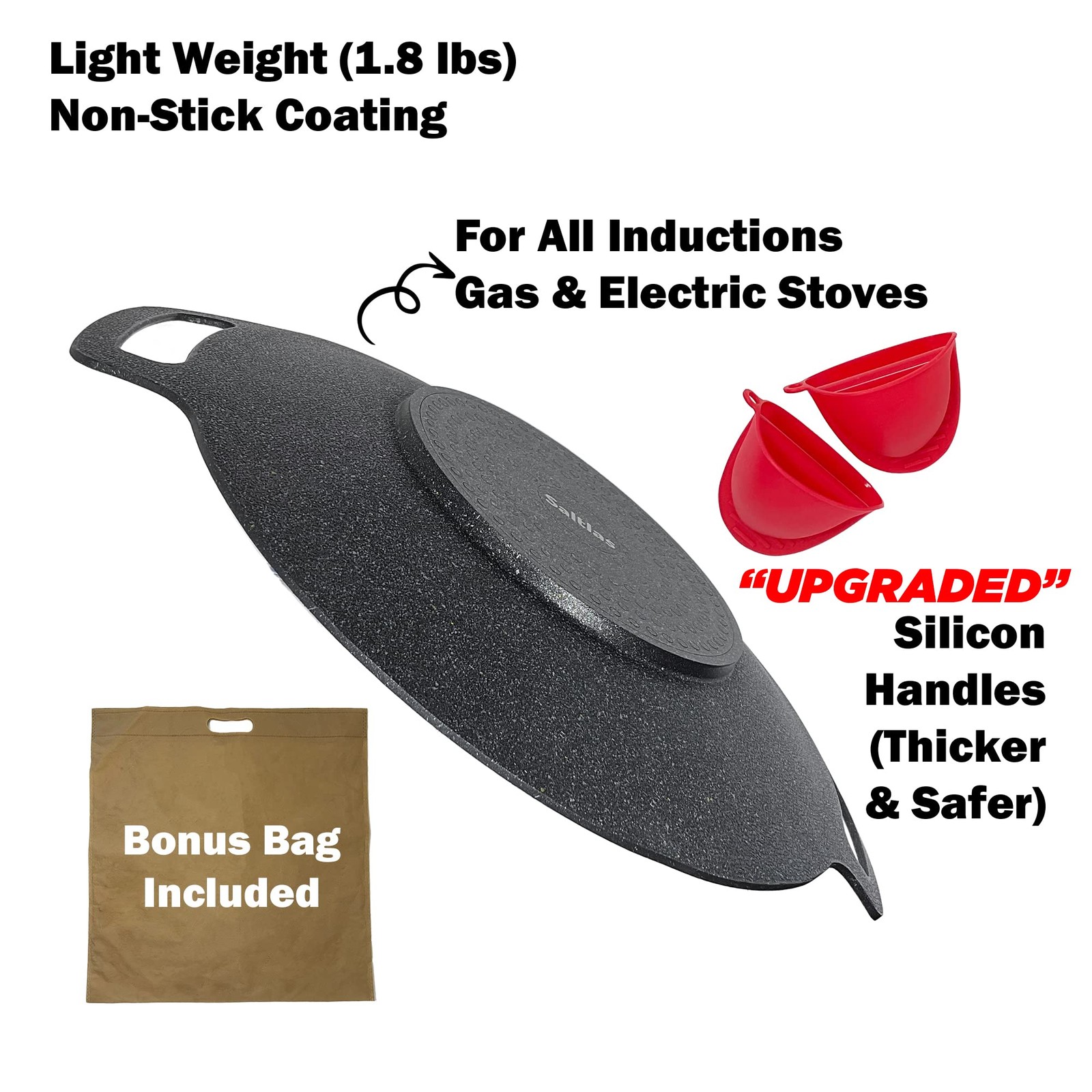 Korean style BBQ Grill Pan for Stove , Camping Stove and IH Stove, 13- Round Gri