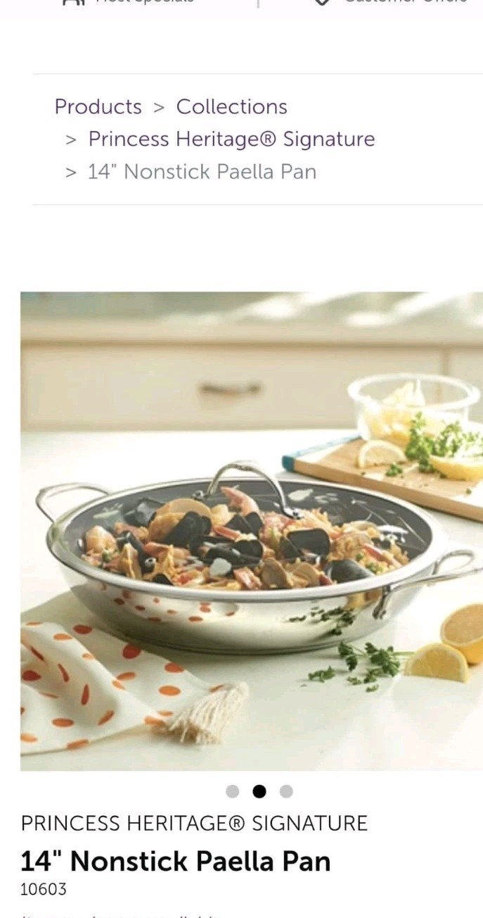 Princess House Heritage Signature 14in Stainless Nonstick Paella Pan 10603