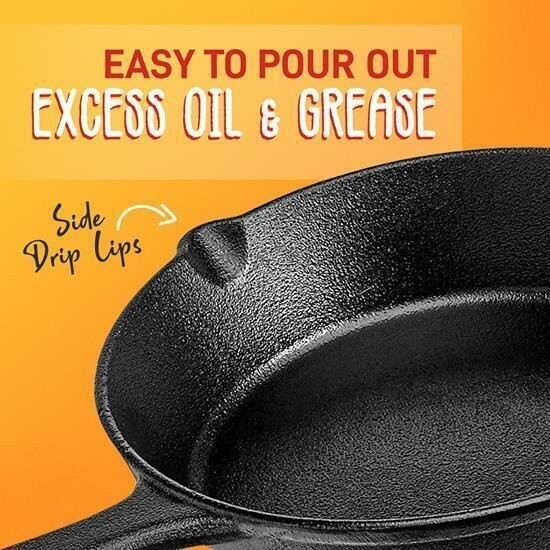 NutriChef 3 Piece Pre-Seasoned Cast Iron Skillet Set 500°F Heat Resistant