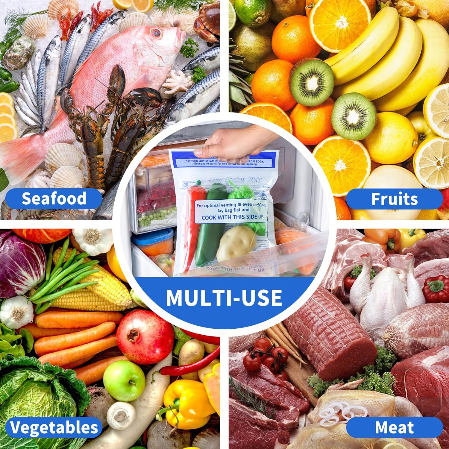 100 Pcs Microwave Steam Bags for Cooking 50 Medium and 50 Large Sizes Reusable Z