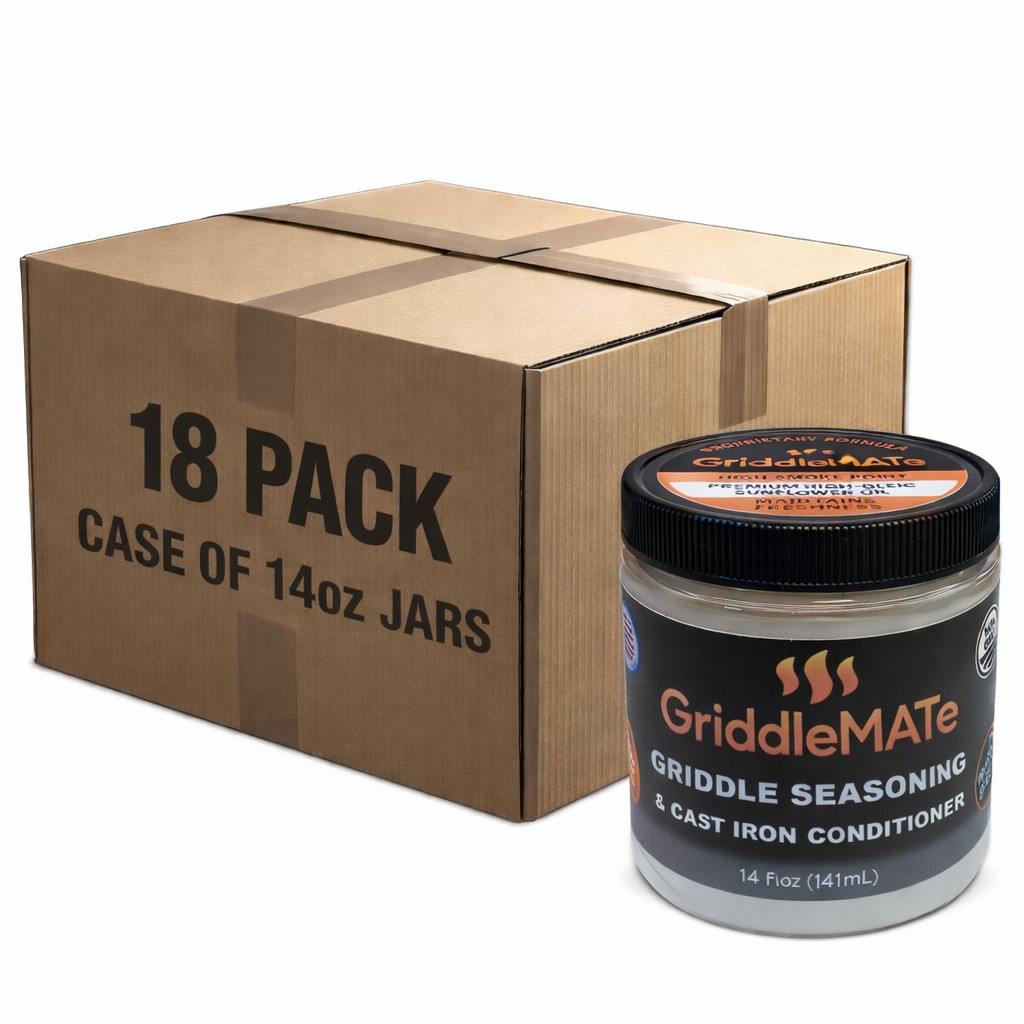 GriddleMATe Griddle Seasoning 14oz – 18 Pack CASE – Bulk / Wholesale – USA MADE