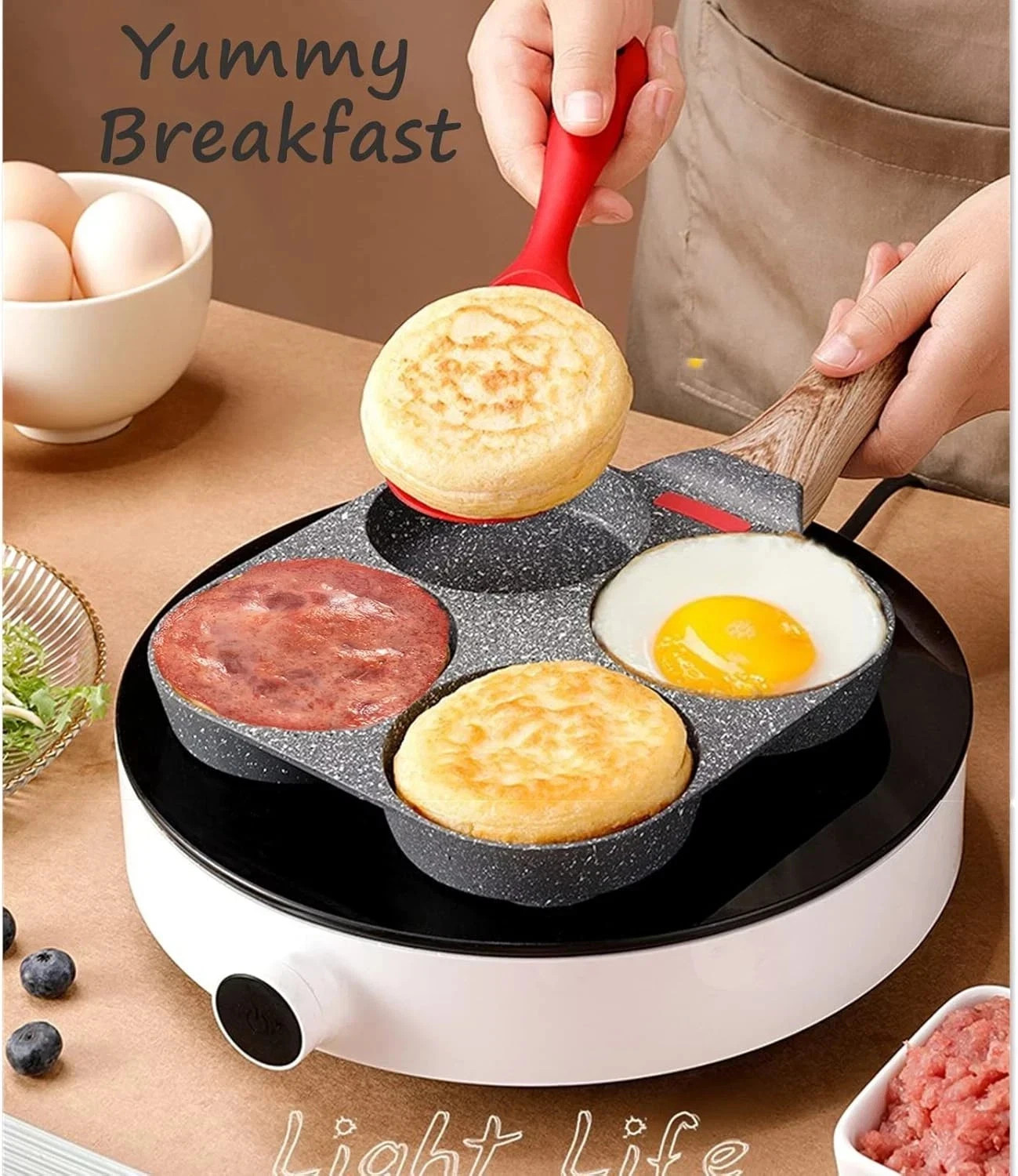 4-Cup Nonstick Granite Egg Frying Pan – Versatile Healthy Breakfast