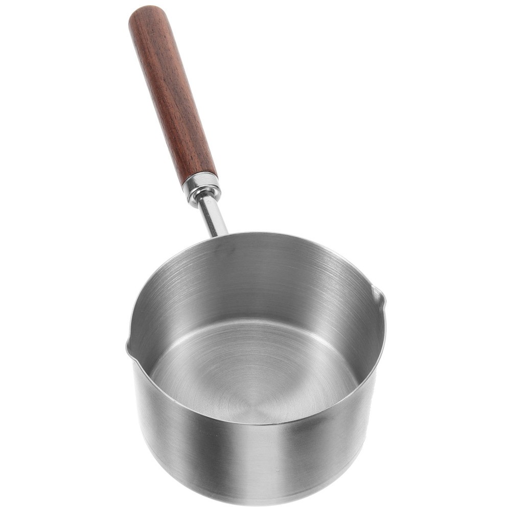 Compact Stainless Steel Cooking Pot with Wood Handle and Anti Scalding Grip