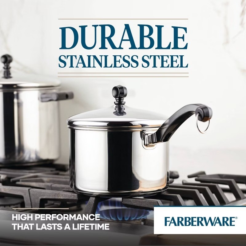 Classic 3qt Covered Saucepan: Stainless Steel, Dishwasher-Safe, Smooth Surface