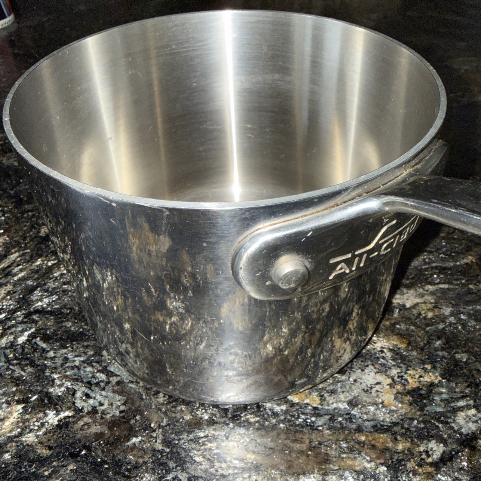 All Clad 2 Qt Quart Saucepan Pot Stainless Steel Usa 6” Wide X 4.5” Tall No Lid