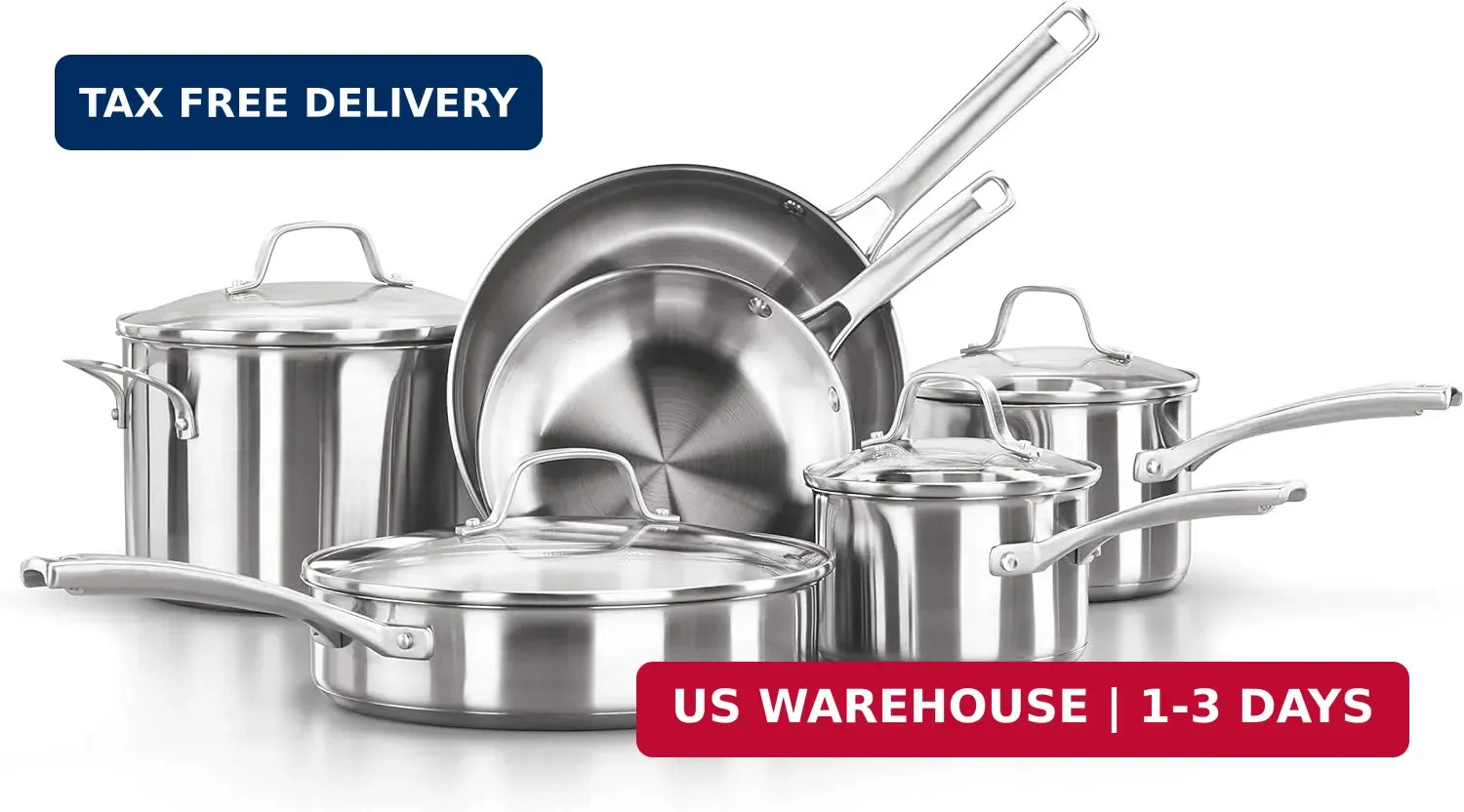 Calphalon Classic Stainless Steel Cookware Set, 10-Piece, Impact-Bonded Aluminum