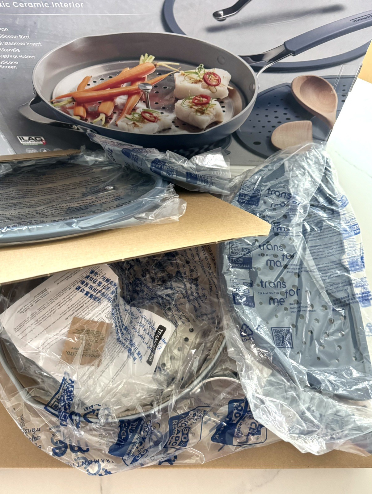 Tramontina Ceramic Nonstick All In One Plus Pan 7 Piece Set – Blue