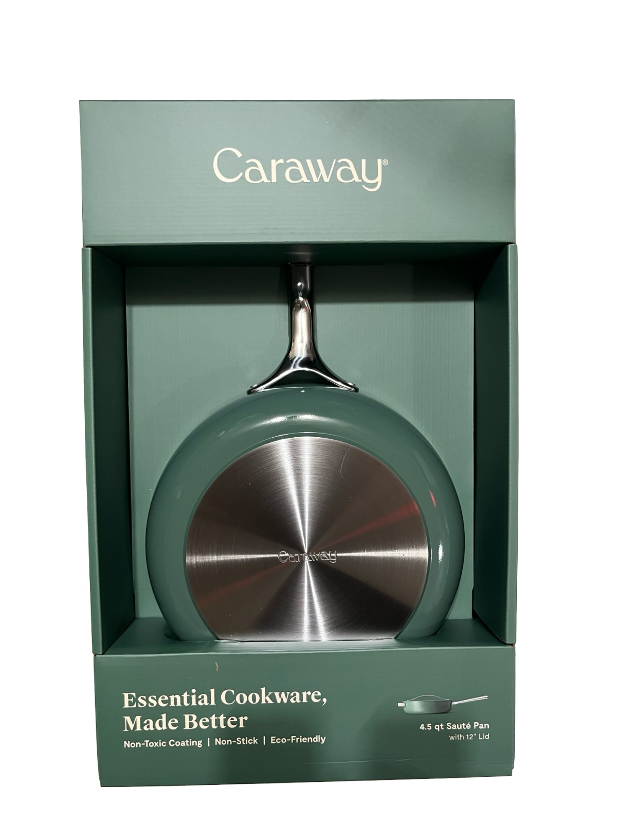 CARAWAY Nonstick Ceramic 4.5 Qt Sauté Pan w lid SAGE GREEN Non Toxic MSRP$165