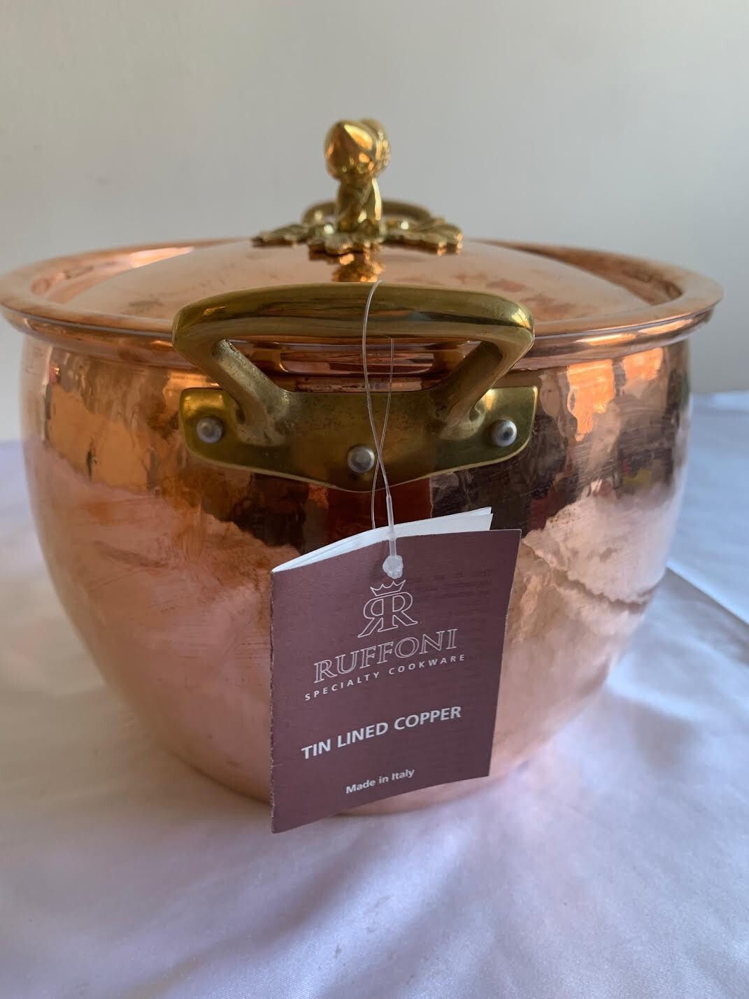 RUFFONI COPPER STOCK POT HISTORIA COLLECTION HAMMERED W/ACORN KNOB 7.5 QT NEW