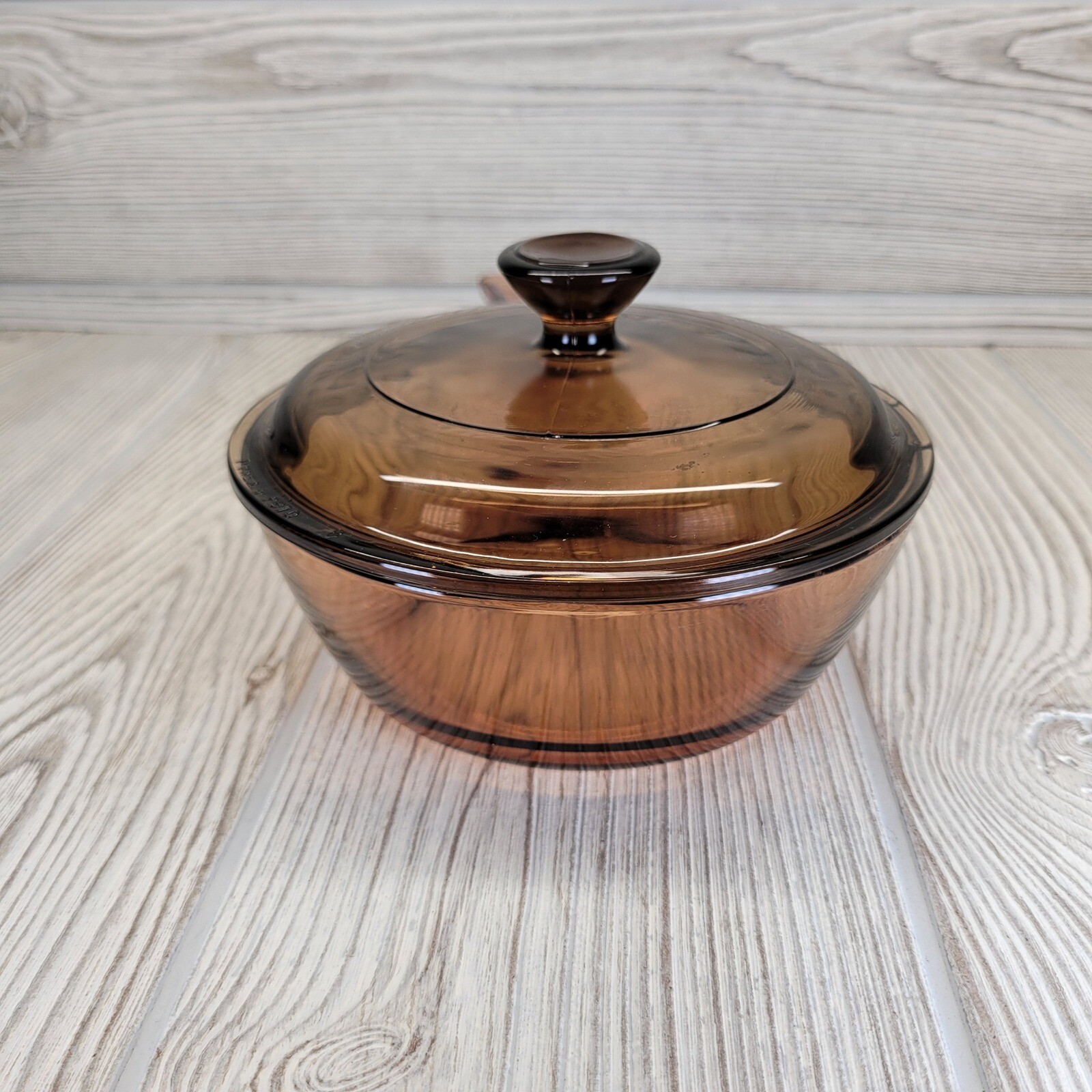 Pyrex Vision Corning Ware Amber Glass .5L Sauce Pan Pot Lid Kitchen Cookware Vtg