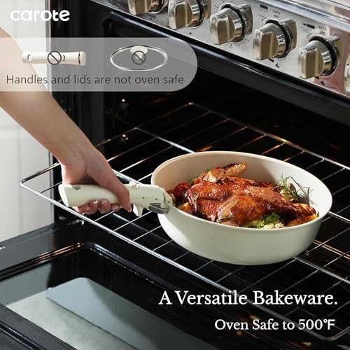 19pcs Pots and Pans Set, Nonstick Cookware Set Detachable 19 Piece Cream White